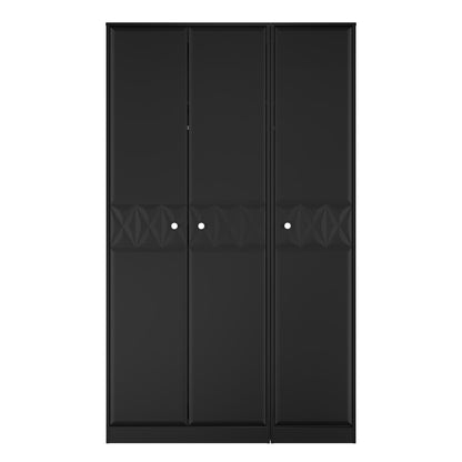 San Jose Tall Wardrobe Black 3 Doors 1 Shelf 116cm