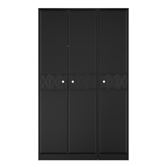 San Jose Tall Wardrobe Black 3 Doors 1 Shelf 116cm