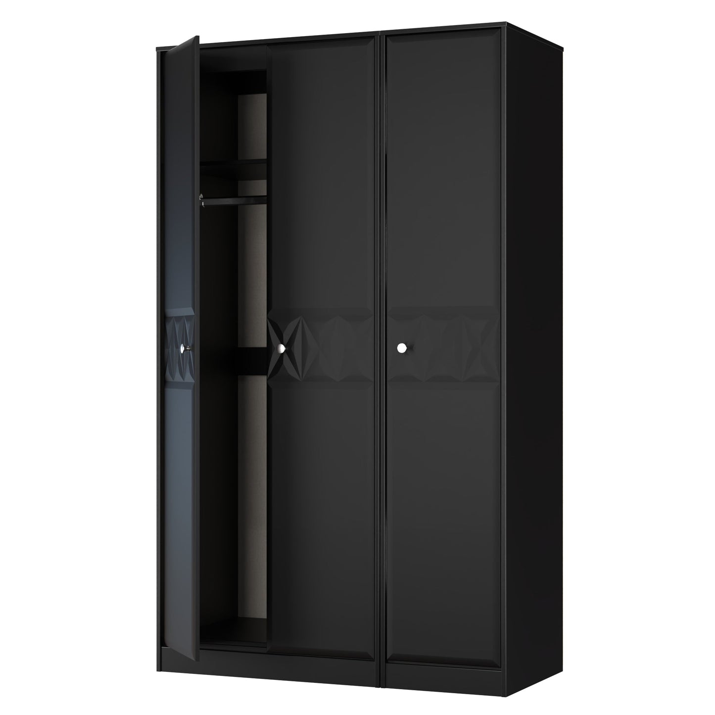San Jose Tall Wardrobe Black 3 Doors 1 Shelf 116cm