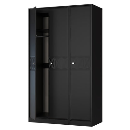 San Jose Tall Wardrobe Black 3 Doors 1 Shelf 116cm