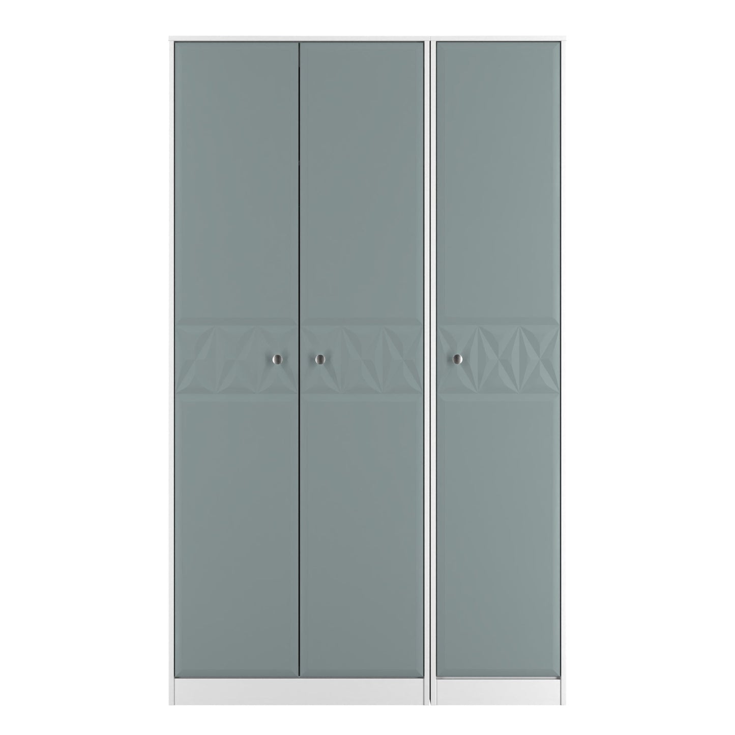 San Jose Tall Wardrobe Teal & White 3 Doors 1 Shelf 116cm