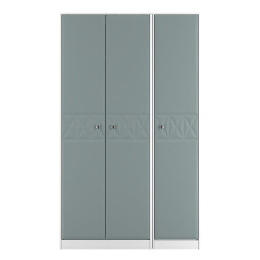 San Jose Tall Wardrobe Teal & White 3 Doors 1 Shelf 116cm