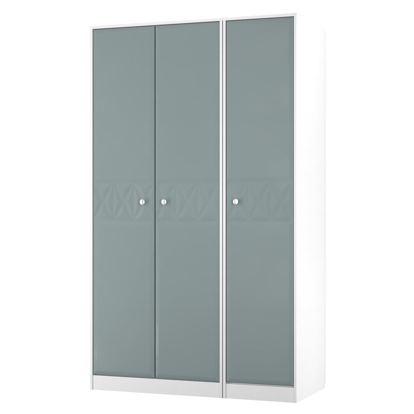 San Jose Tall Wardrobe Teal & White 3 Doors 1 Shelf 116cm