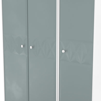 San Jose Tall Wardrobe Teal & White 3 Doors 1 Shelf 116cm