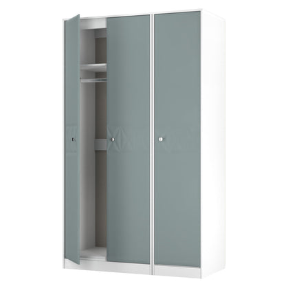 San Jose Tall Wardrobe Teal & White 3 Doors 1 Shelf 116cm