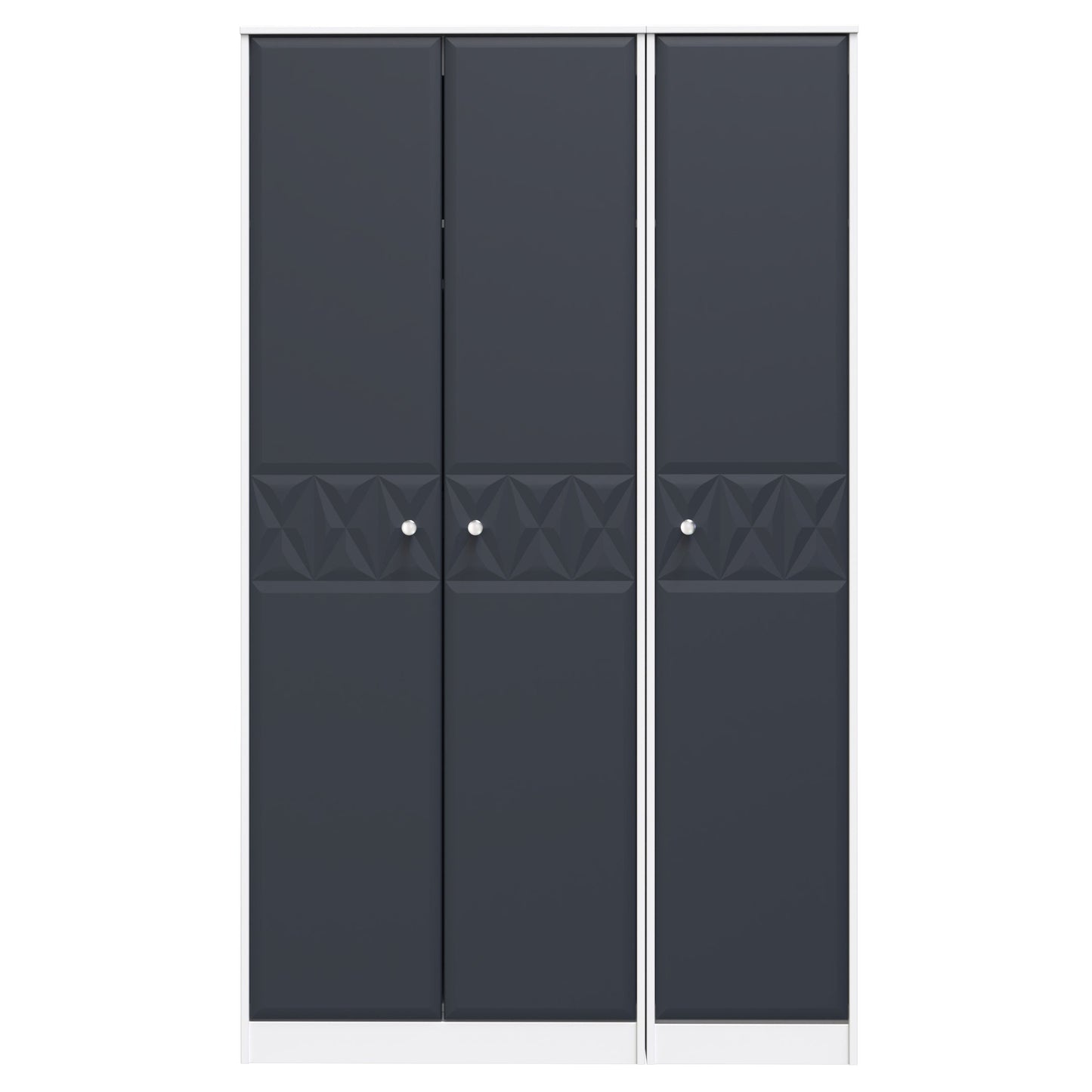 San Jose Tall Wardrobe Dark Grey & White 3 Doors 1 Shelf 116cm