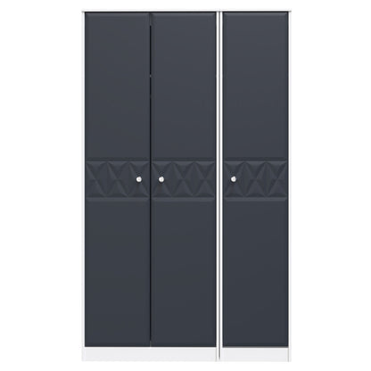 San Jose Tall Wardrobe Dark Grey & White 3 Doors 1 Shelf 116cm