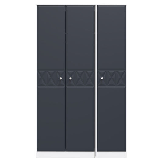 San Jose Tall Wardrobe Dark Grey & White 3 Doors 1 Shelf 116cm