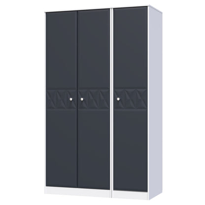 San Jose Tall Wardrobe Dark Grey & White 3 Doors 1 Shelf 116cm