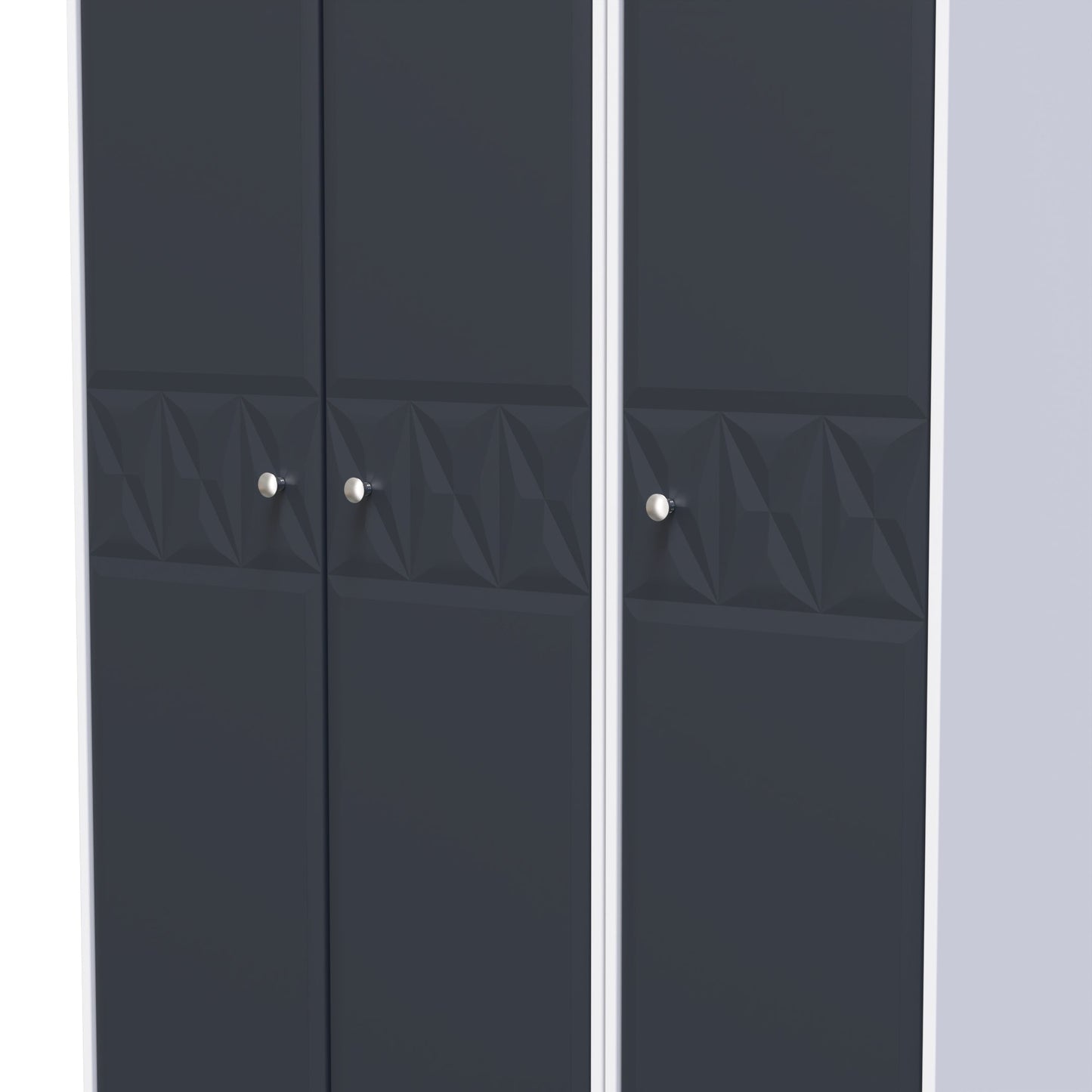 San Jose Tall Wardrobe Dark Grey & White 3 Doors 1 Shelf 116cm
