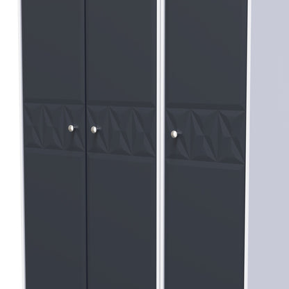 San Jose Tall Wardrobe Dark Grey & White 3 Doors 1 Shelf 116cm