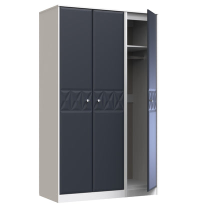 San Jose Tall Wardrobe Dark Grey & White 3 Doors 1 Shelf 116cm