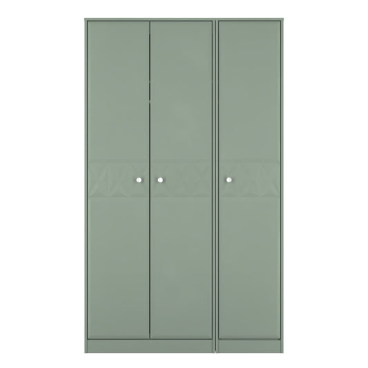 San Jose Tall Wardrobe Green 3 Doors 1 Shelf 116cm