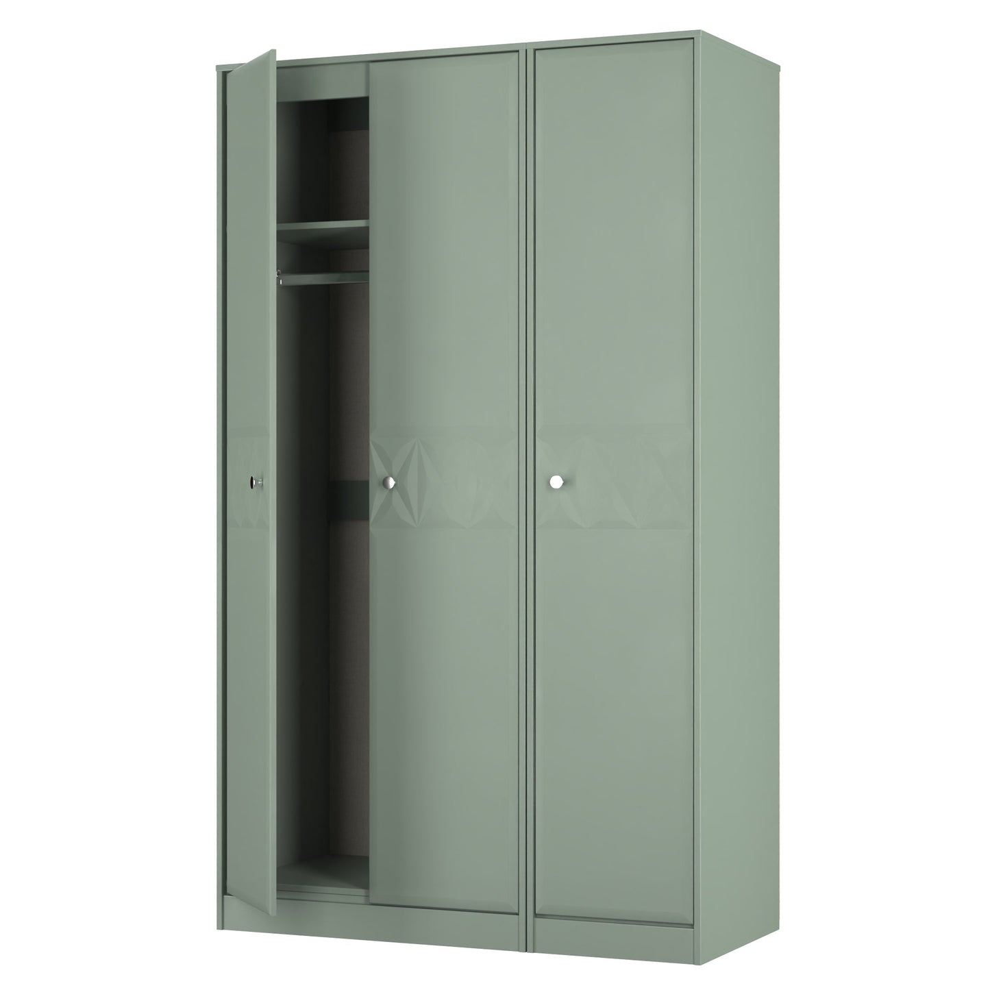 San Jose Tall Wardrobe Green 3 Doors 1 Shelf 116cm