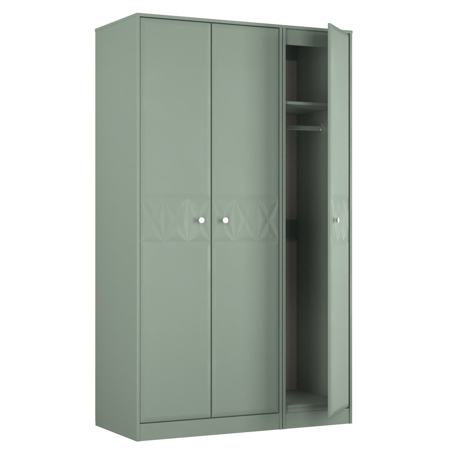 San Jose Tall Wardrobe Green 3 Doors 1 Shelf 116cm