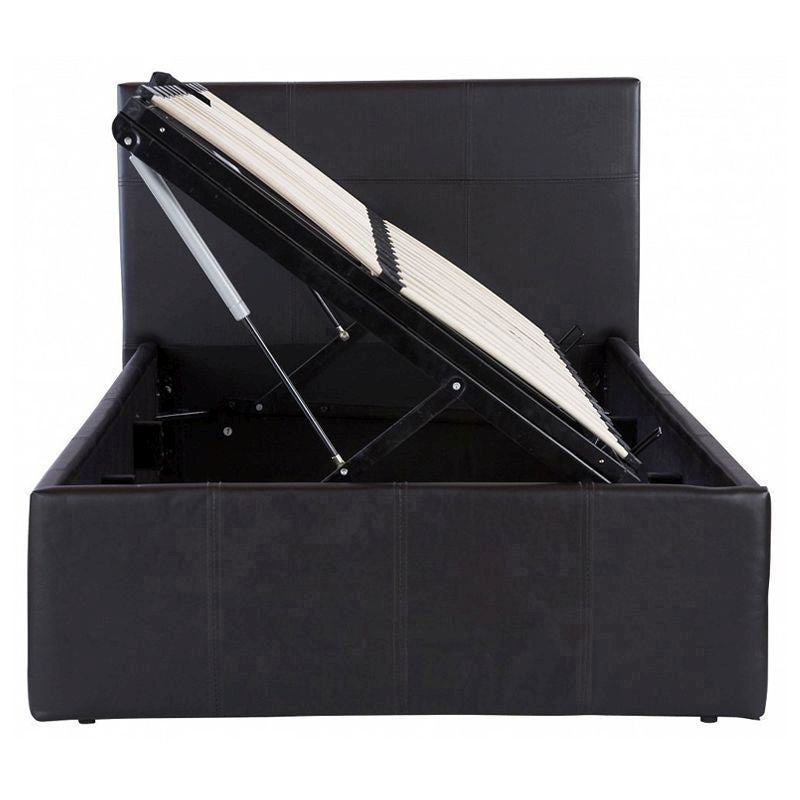 GFW Winston Single Ottoman Bed Faux Leather Black 3 x 7ft