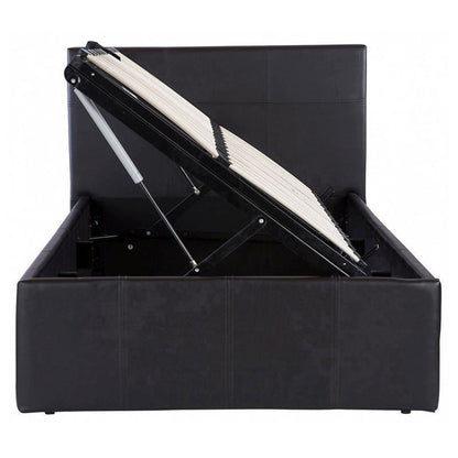 GFW Winston Single Ottoman Bed Faux Leather Black 3 x 7ft