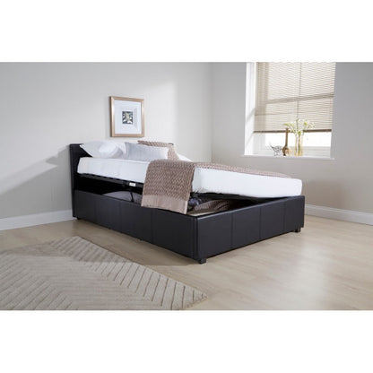 GFW Winston Single Ottoman Bed Faux Leather Black 3 x 7ft