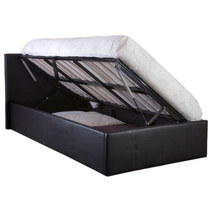 GFW Winston Single Ottoman Bed Faux Leather Black 3 x 7ft
