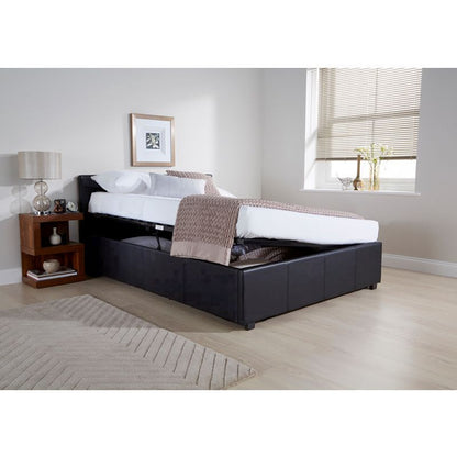 GFW Winston King Size Ottoman Bed Faux Leather Black 5 x 7ft