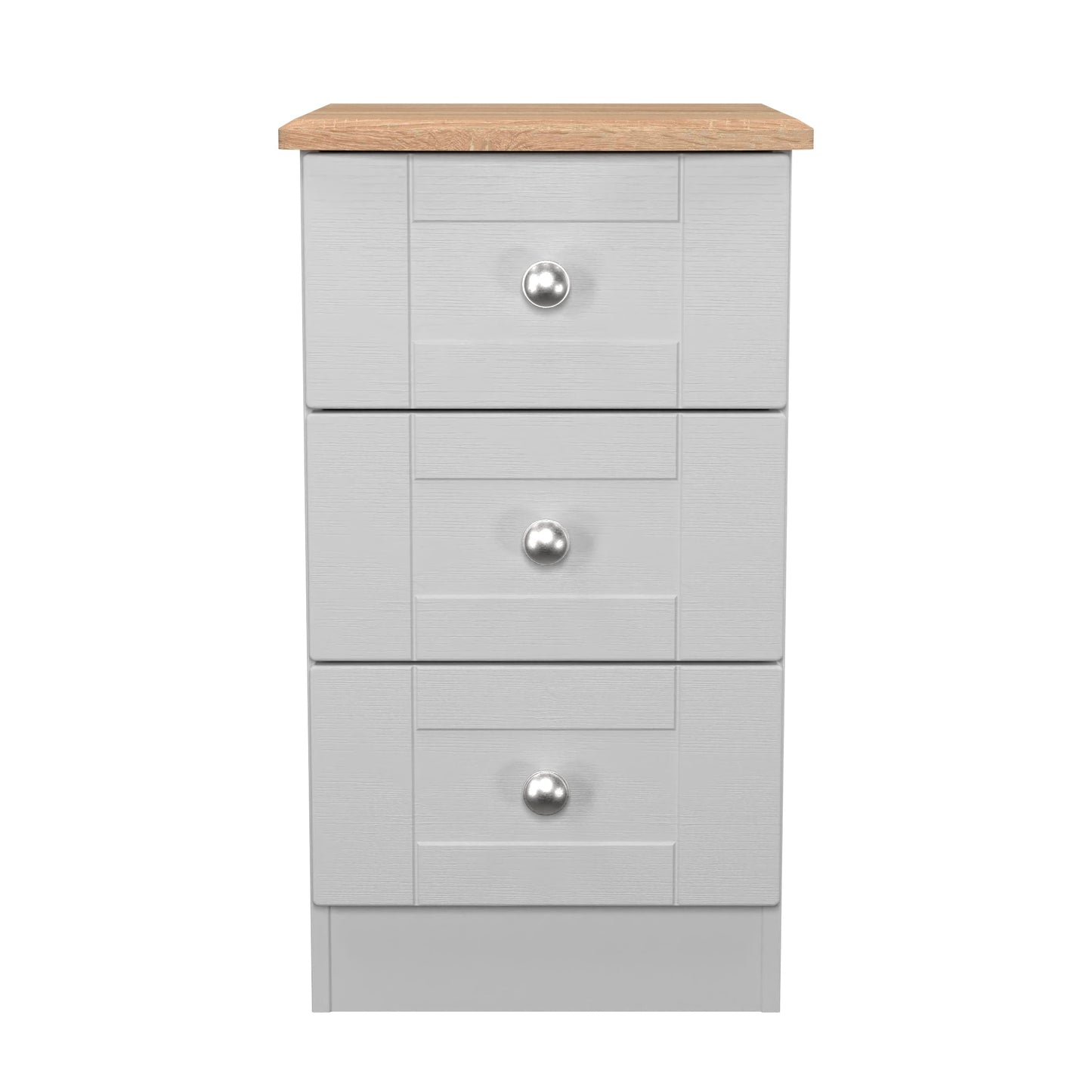 Sussex Bedside Table Grey & Light Oak 3 Drawers 40cm