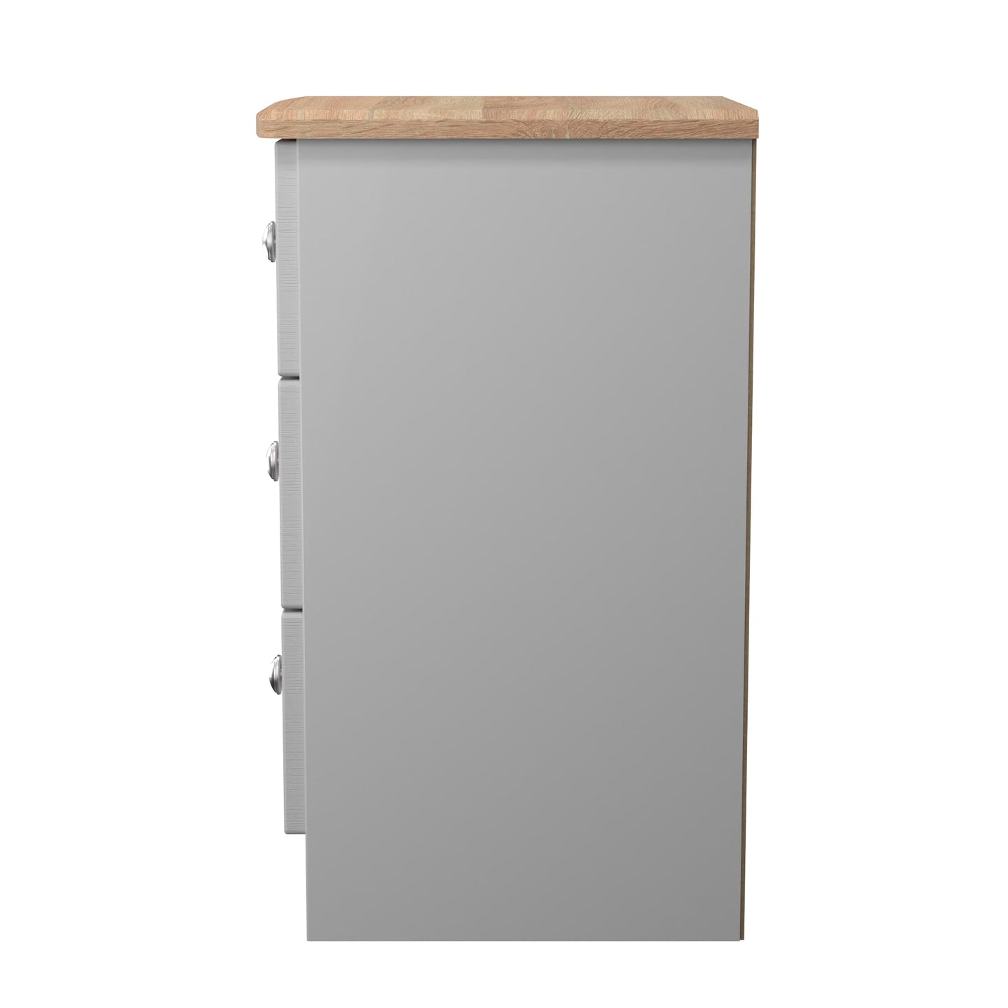 Sussex Bedside Table Grey & Light Oak 3 Drawers 40cm
