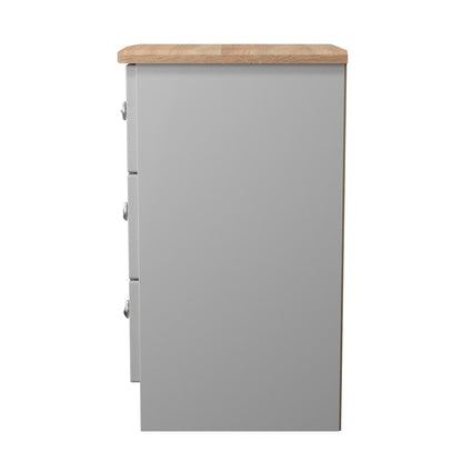 Sussex Bedside Table Grey & Light Oak 3 Drawers 40cm