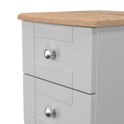 Sussex Bedside Table Grey & Light Oak 3 Drawers 40cm