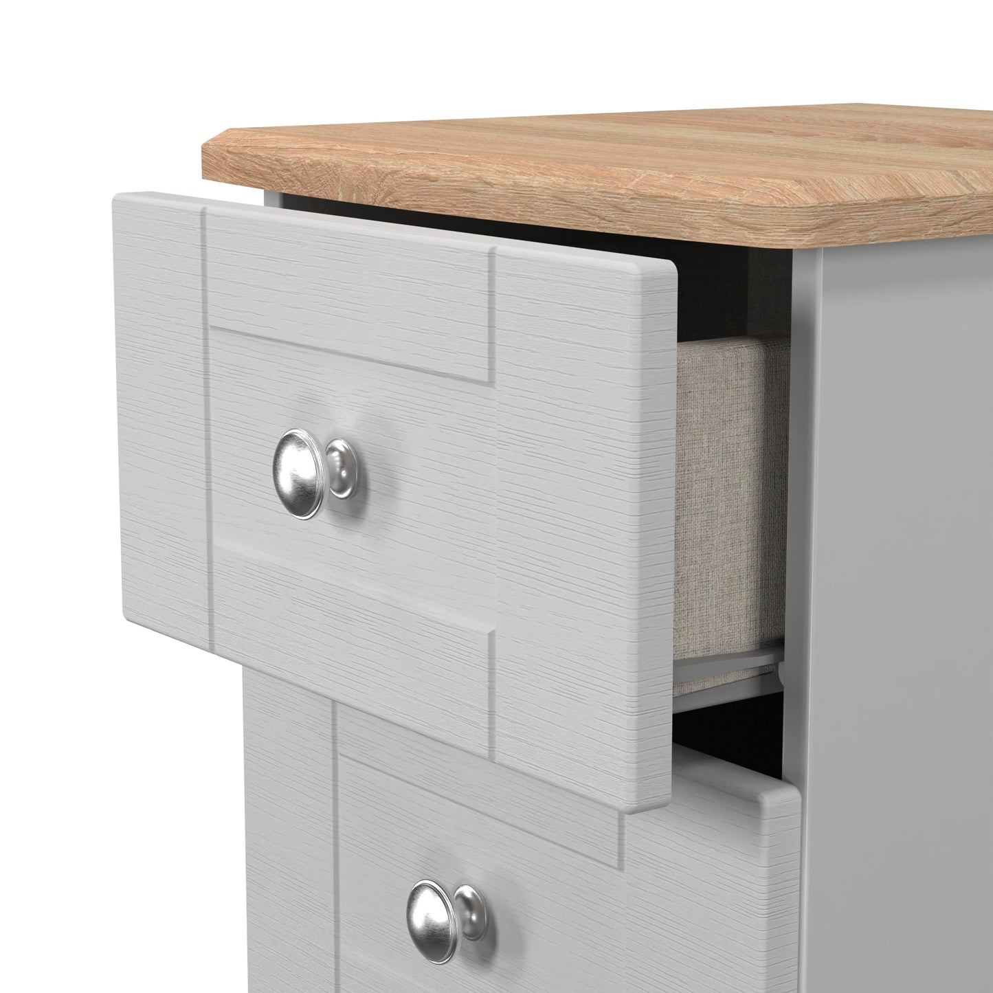 Sussex Bedside Table Grey & Light Oak 3 Drawers 40cm