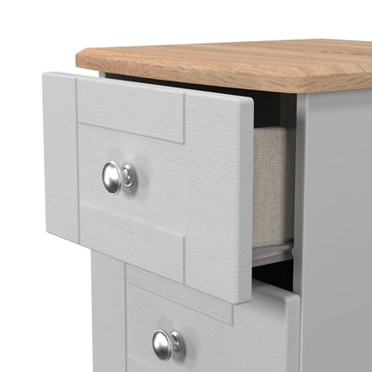 Sussex Bedside Table Grey & Light Oak 3 Drawers 40cm