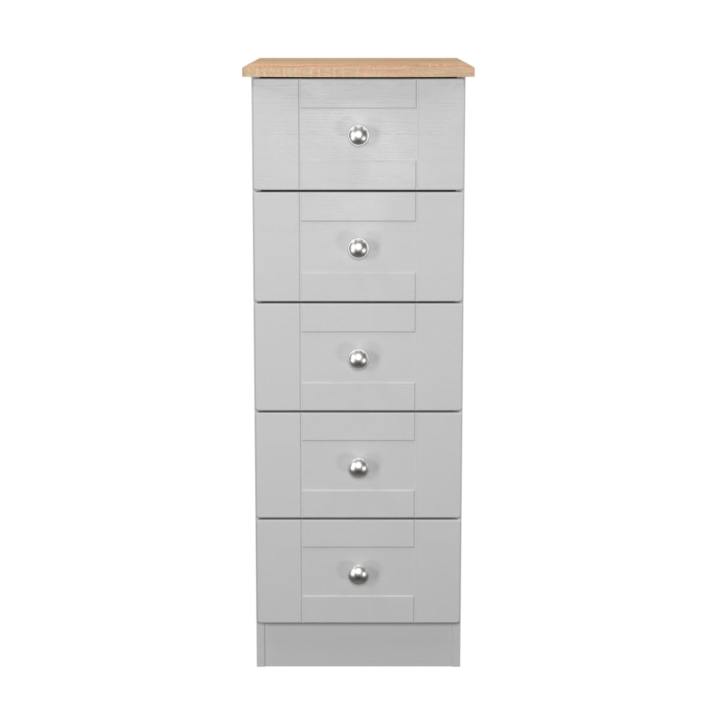 Sussex Bedside Table Grey & Light Oak 5 Drawers 40cm