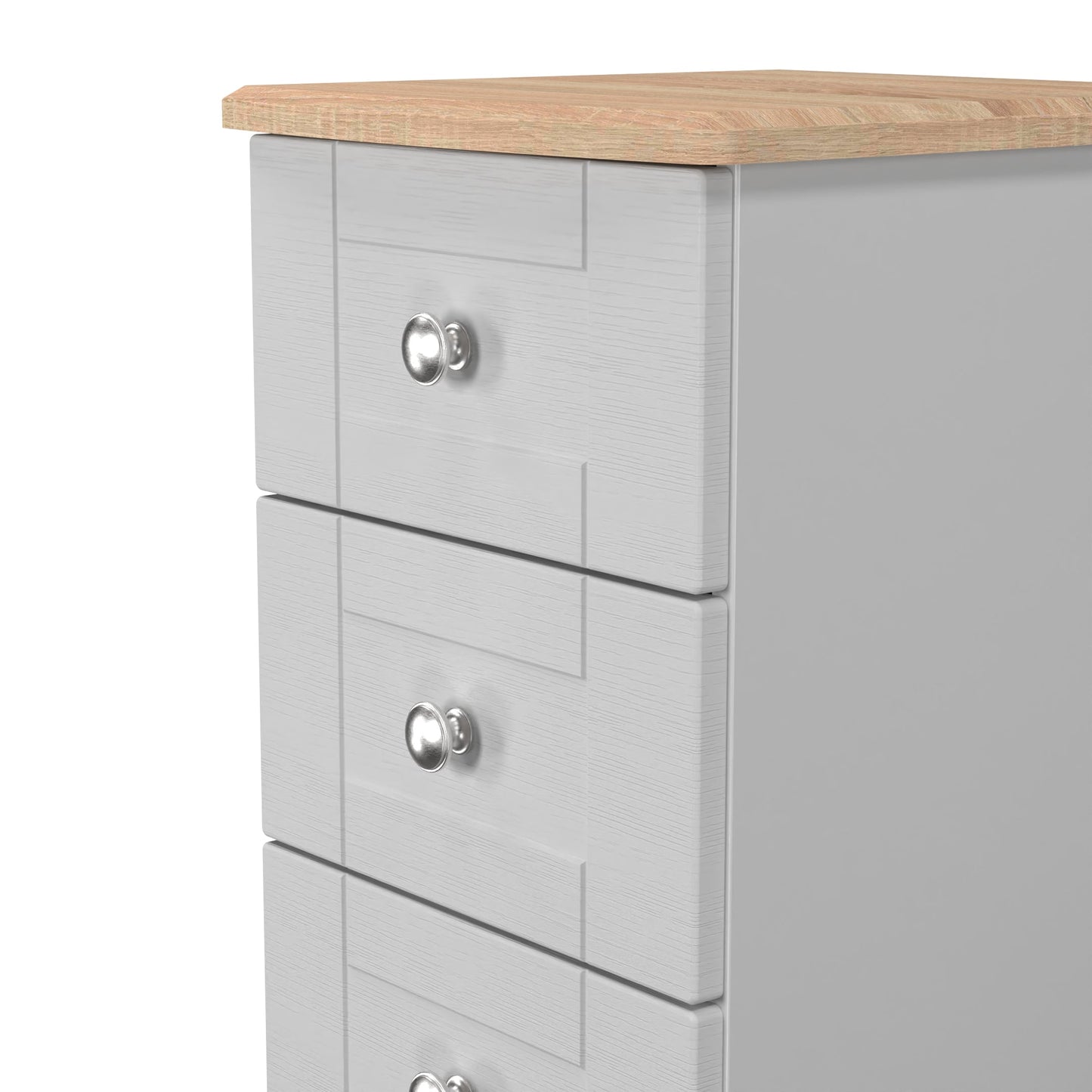 Sussex Bedside Table Grey & Light Oak 5 Drawers 40cm