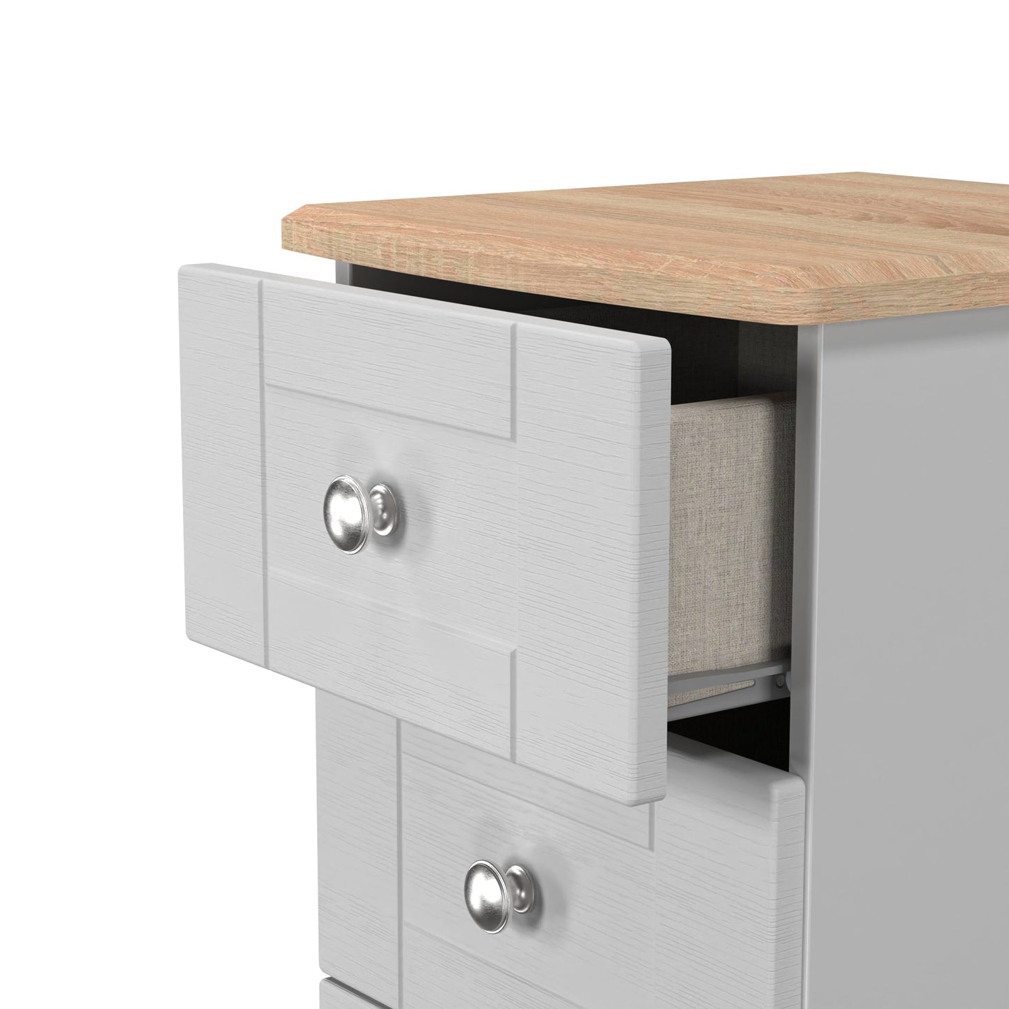 Sussex Bedside Table Grey & Light Oak 5 Drawers 40cm