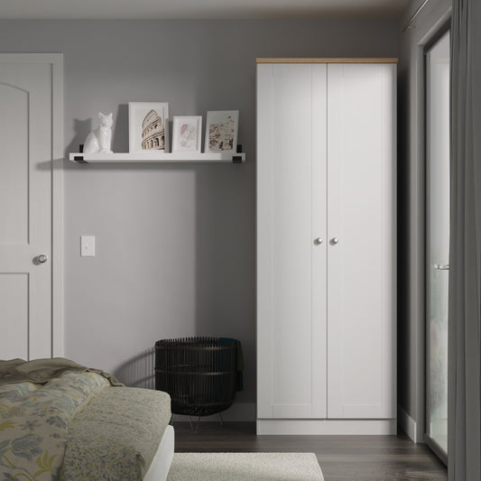 Sussex Tall Wardrobe Grey & Light Oak 1 Shelf 74cm