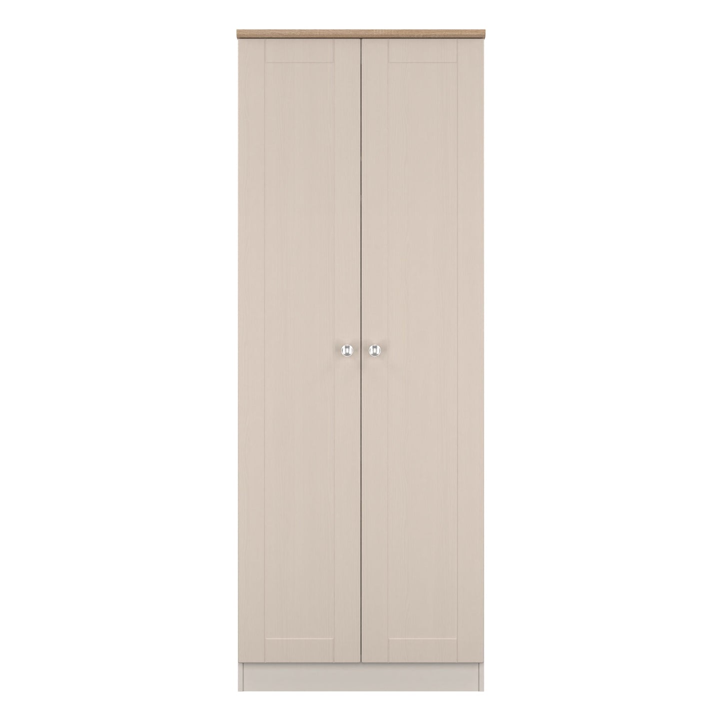 Sussex Tall Wardrobe Off-white & Light Oak 1 Shelf 74cm