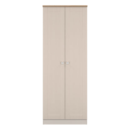 Sussex Tall Wardrobe Off-white & Light Oak 1 Shelf 74cm