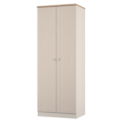 Sussex Tall Wardrobe Off-white & Light Oak 1 Shelf 74cm