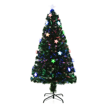 Homcom 5 Foot Prelit Artificial Christmas Tree Fibre Optic Star LED Light Holiday Home Xmas Decoration with LED Light