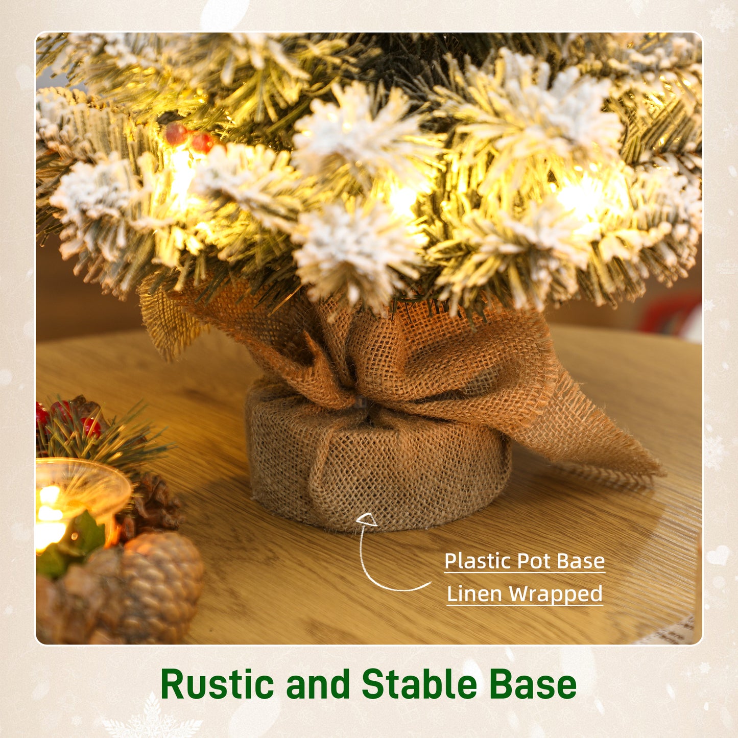 2ft Prelit Christmas Tree Artificial - White Frosted Green Ornament Warm White 72 Tips
