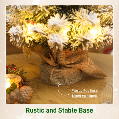 2ft Prelit Christmas Tree Artificial - White Frosted Green Ornament Warm White 72 Tips