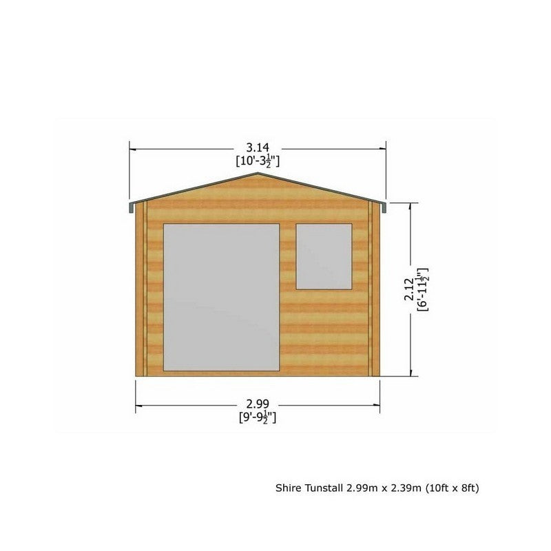 Shire Shire Tunstall 9' 9" x 7' 10" Apex Log Cabin - Premium 34mm Cladding Tongue & Groove