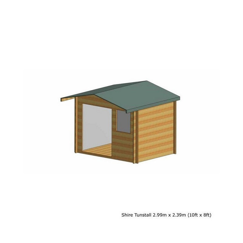 Shire Shire Tunstall 9' 9" x 7' 10" Apex Log Cabin - Premium 34mm Cladding Tongue & Groove