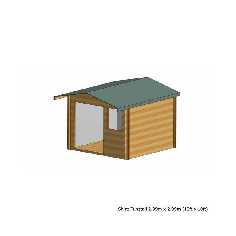 Shire Shire Tunstall 9' 9" x 9' 9" Apex Log Cabin - Premium 34mm Cladding Tongue & Groove