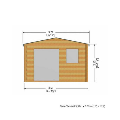 Shire Shire Tunstall 11' 9" x 11' 9" Apex Log Cabin - Premium 28mm Cladding Tongue & Groove