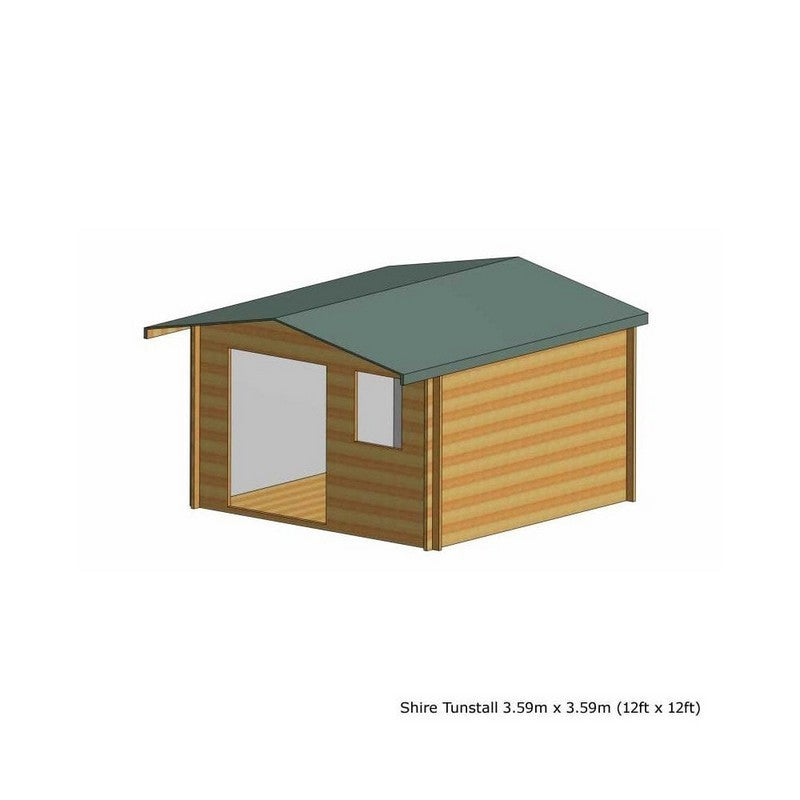 Shire Shire Tunstall 11' 9" x 11' 9" Apex Log Cabin - Premium 28mm Cladding Tongue & Groove