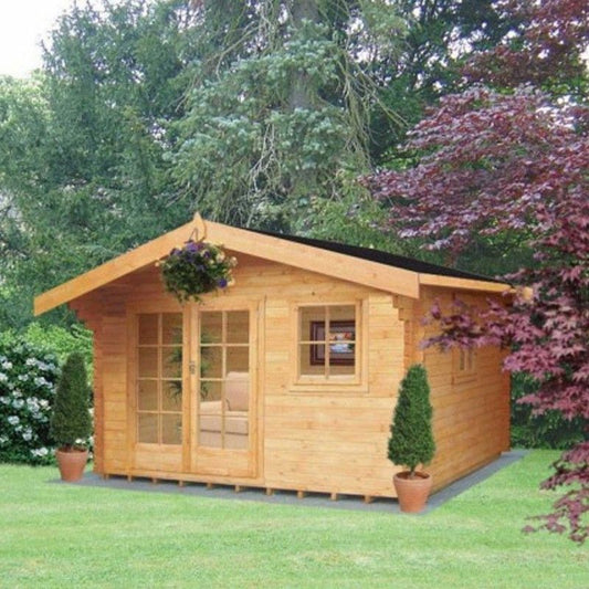 Shire Shire Tunstall 11' 9" x 15' 8" Apex Log Cabin - Premium 28mm Cladding Tongue & Groove