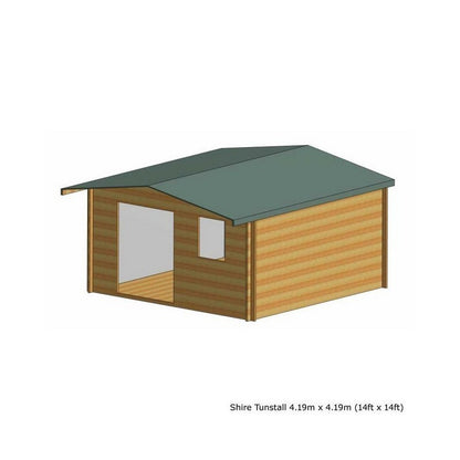 Shire Shire Tunstall 13' 8" x 13' 8" Apex Log Cabin - Premium 28mm Cladding Tongue & Groove