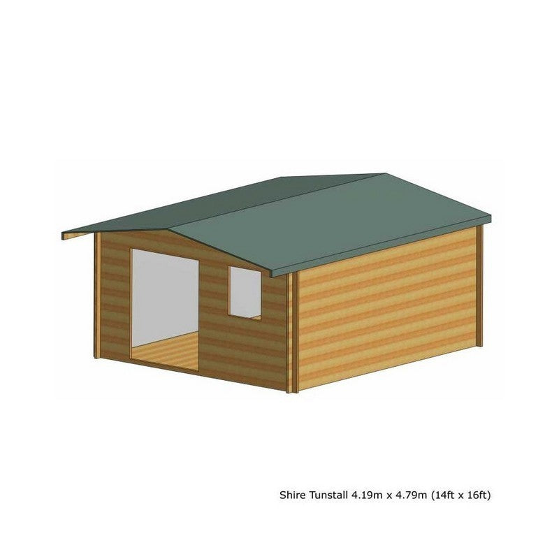 Shire Shire Tunstall 13' 8" x 15' 8" Apex Log Cabin - Premium 34mm Cladding Tongue & Groove