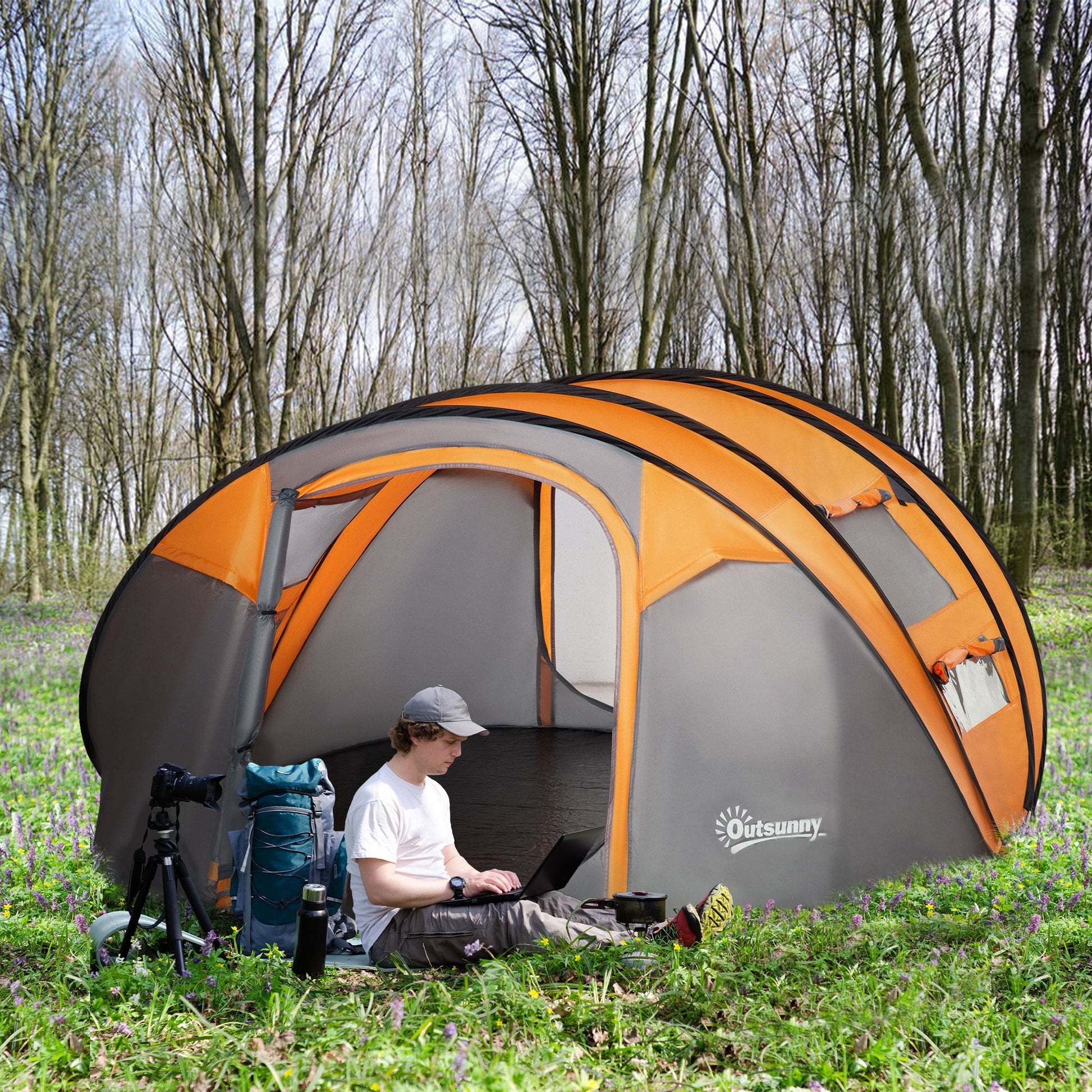 outsunny pop up zelt Outsunny 4-5 Person Pop-up Camping Tent Waterproof Family Tent w/ 2 Me – Cherry Lane