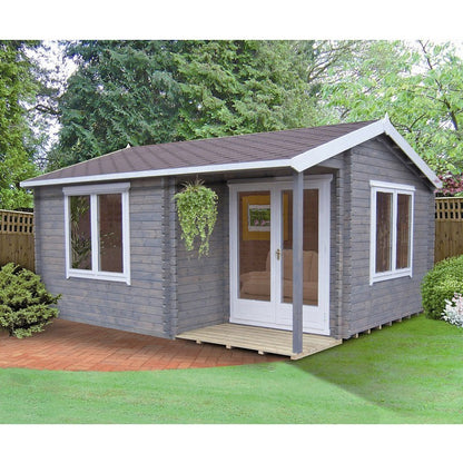 Shire Shire Wykenham 9' 9" x 11' 9" Reverse Offset Apex Log Cabin - Premium 44mm Cladding Tongue & Groove